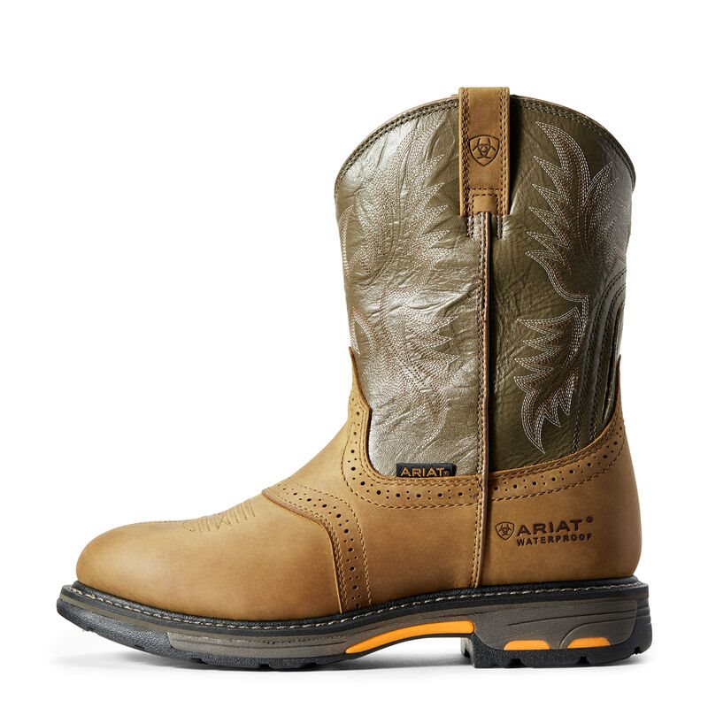 Ariat Work: WorkHog Waterproof Zapatos de Seguridad Hombre - Marrones / Verde Oliva (DLTWE5291)